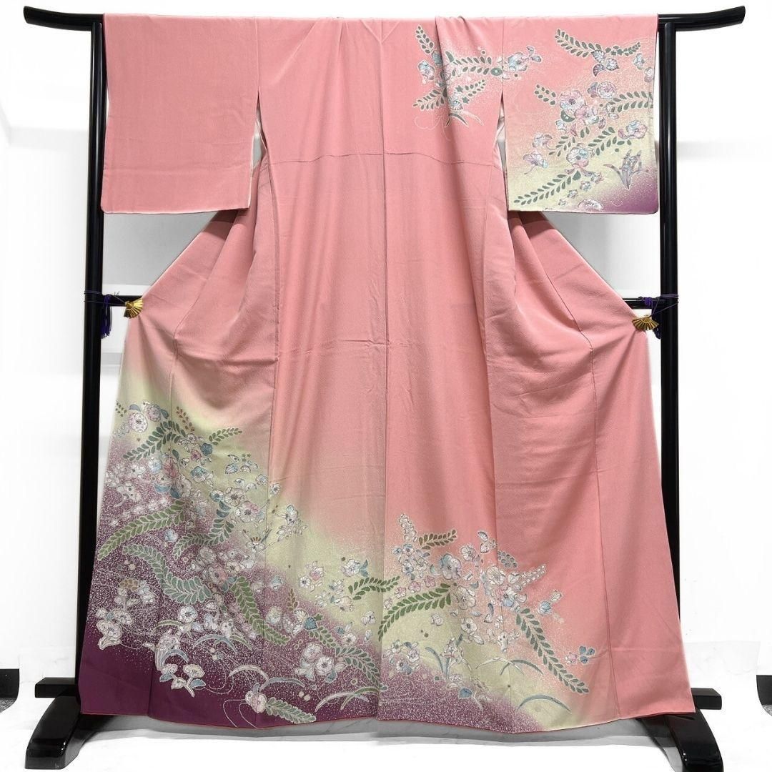 訪問着 辻ヶ花 藤の花 たたき染め ぼかし 着物 091a p