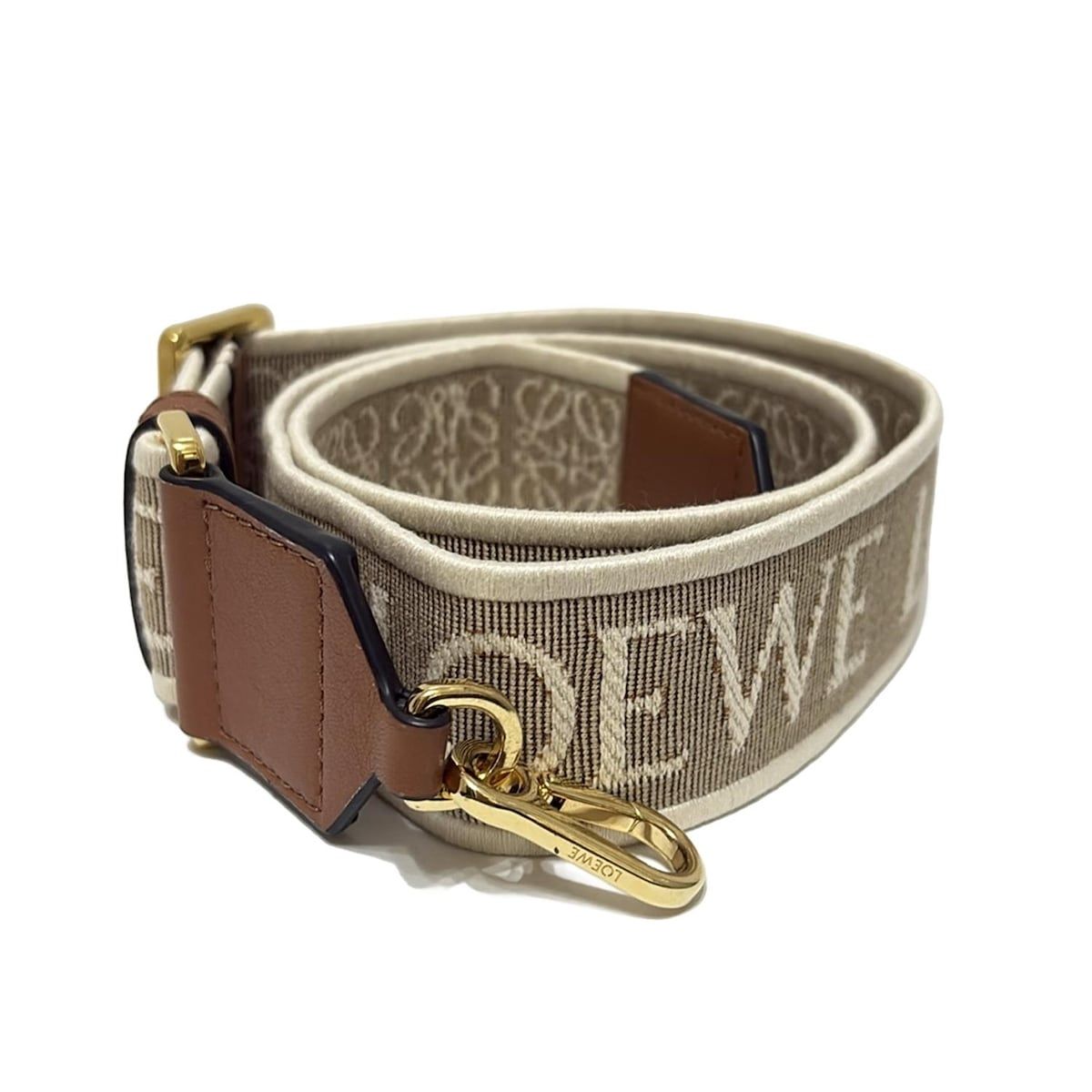 ロエベ LOEWE ショルダーストラップ ロゴ ブラウン オレンジ レザー