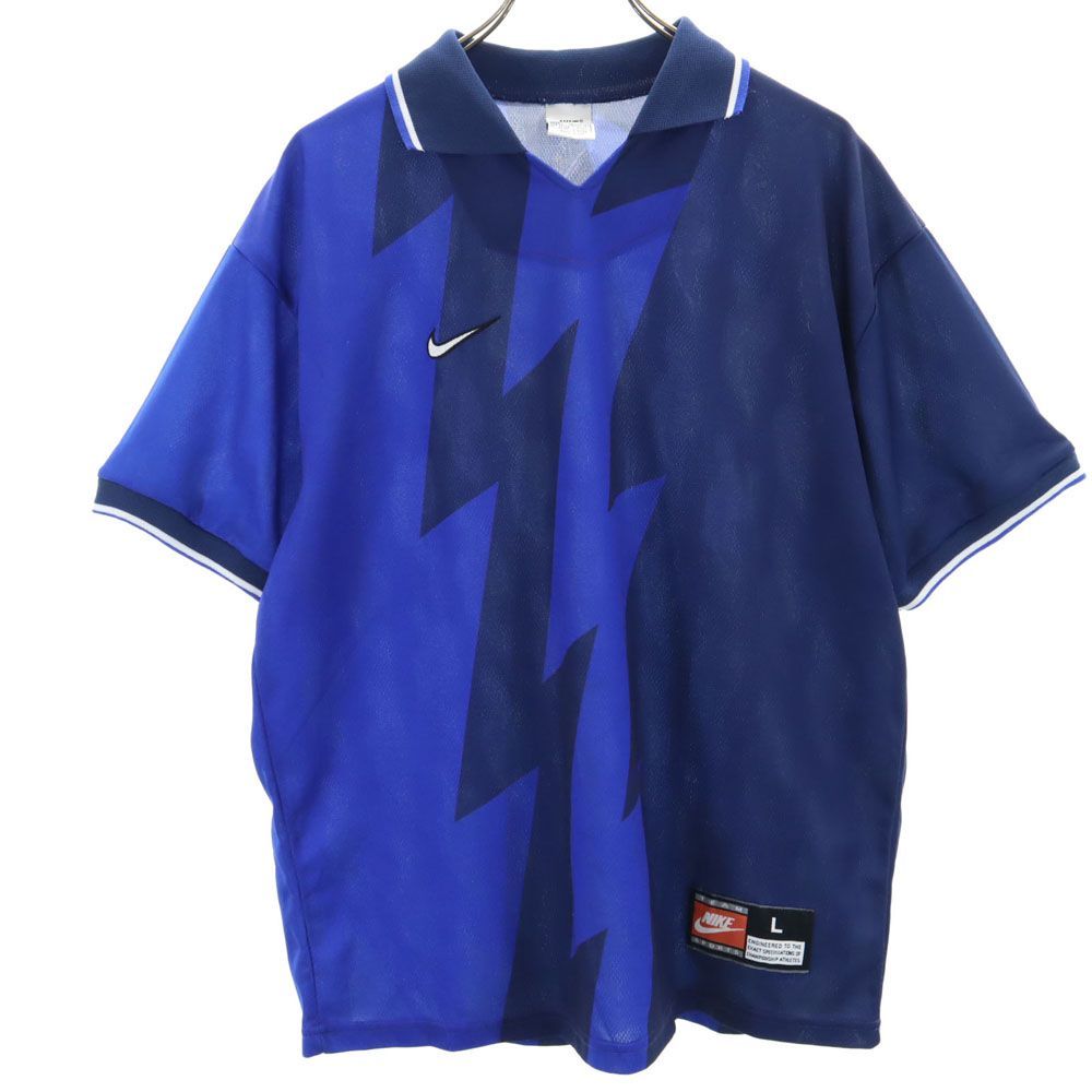 ナイキ 00s 英国製 オールド トレーニング 半袖 ウェア L ネイビー NIKE メンズ 古着 【240509】 メール便可