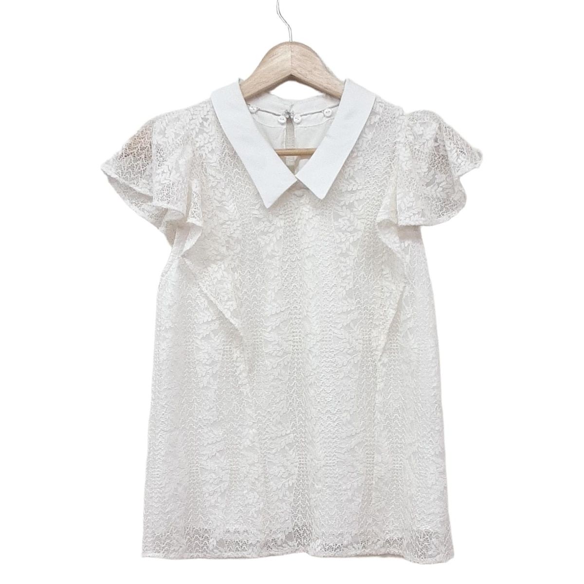 JILL by JILLSTUART ジルバイジルスチュアート 半袖カットソー サイズFR レディース - アイボリー Vネック|レース|襟着脱可