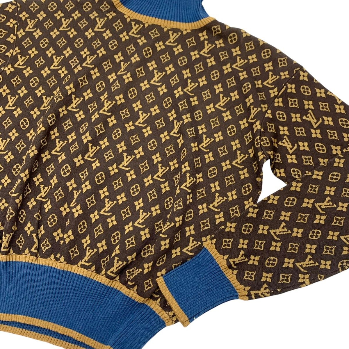 ルイヴィトン LOUIS VUITTON モノグラム トップス ブラウン ブルー ニット 20AW ハイネック ルイヴィトン LOUIS VUITTON モノグラム トップス ブラウン