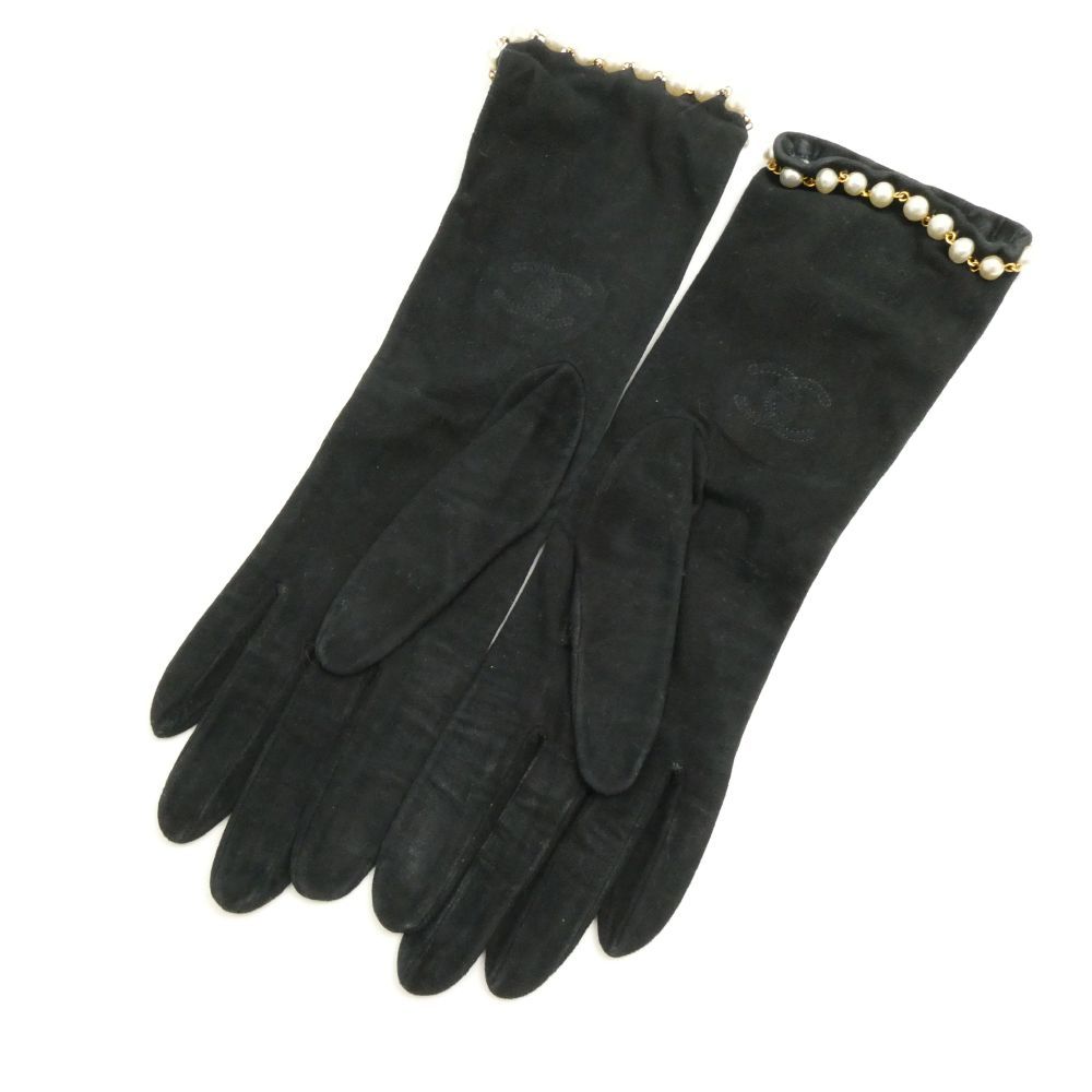 CHANEL シャネル グローブ L 手袋 ロング パール レディース AY7233