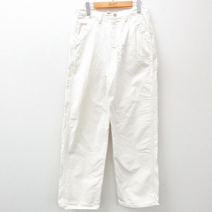 W32/古着 ラルフローレン ポロジーンズ ブランド ペインター パンツ メンズ ワンポイントロゴ コットン ダック地 生成り 24aug07 中古 ボト