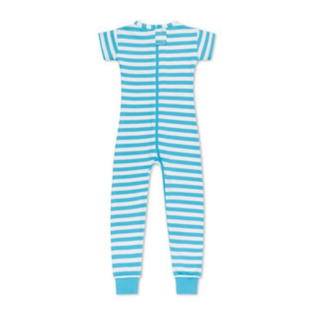 介護用子供服 オムツいじり対策 介護用つなぎパジャマ 半袖 長ズボン 弄便対策 カラー トロピカルブルー