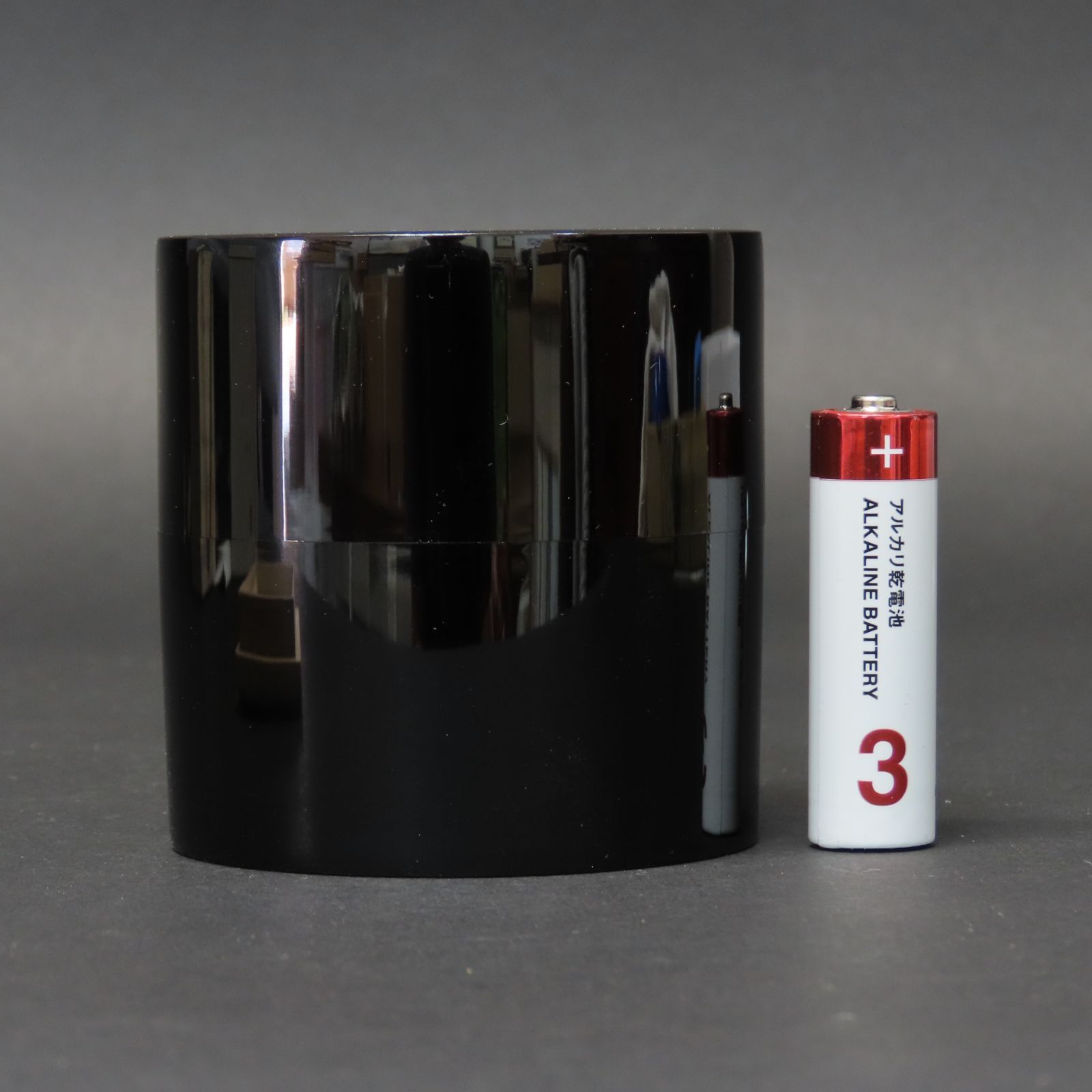 0178 道場宗廣 山中塗 黒無地 中次 高さ7cm 共箱/茶道具 漆器 棗