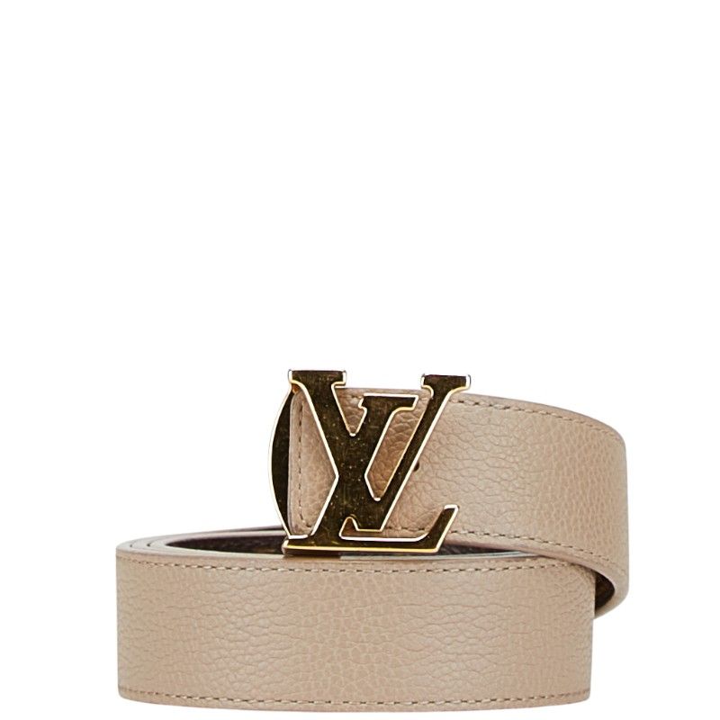 ルイ ヴィトン モノグラム LV イニシャル ベルト サイズ 80|32 M0646 ベージュ ブラウン レザー PVC レディース LOUIS VUITTON 1-0207794