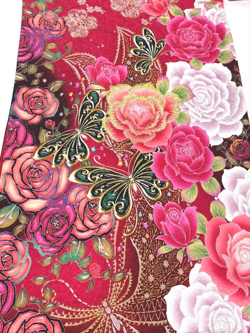 ブランド振袖 ViVi 銀通し ラメ刺繍 紋意匠 薔薇 星 正絹 S172 ブランド振袖 ViVi 銀通し ラメ刺繍 紋意匠 薔薇 星 正絹 S172