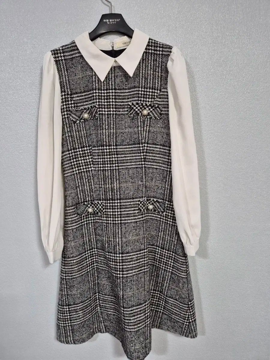 chiclin ワンピース　美品 CHICLINE(チックライン) ポリスリーブ ツイード ワンピース 55