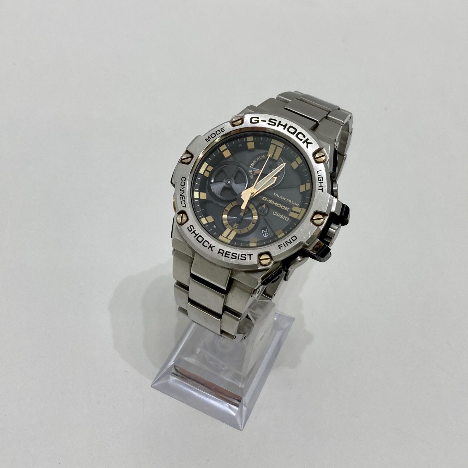 CASIO G-SHOCK フルメタル GST-B100 5513 シルバー/ブラック タフ 
