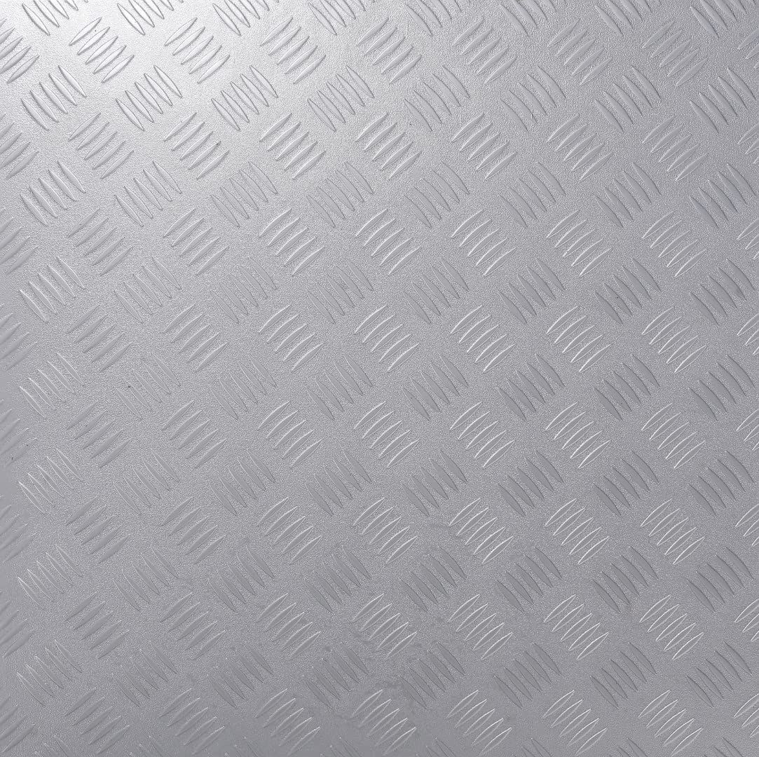 ISL チェッカープレートタイル PVC製縞鋼板 スチールシルバー 24枚セット 45.7× - 4