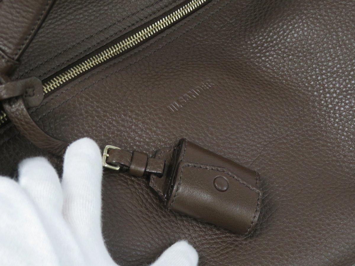 □美品□ ジル サンダー ハンド ボストン バッグ レザー ブラウン 茶
