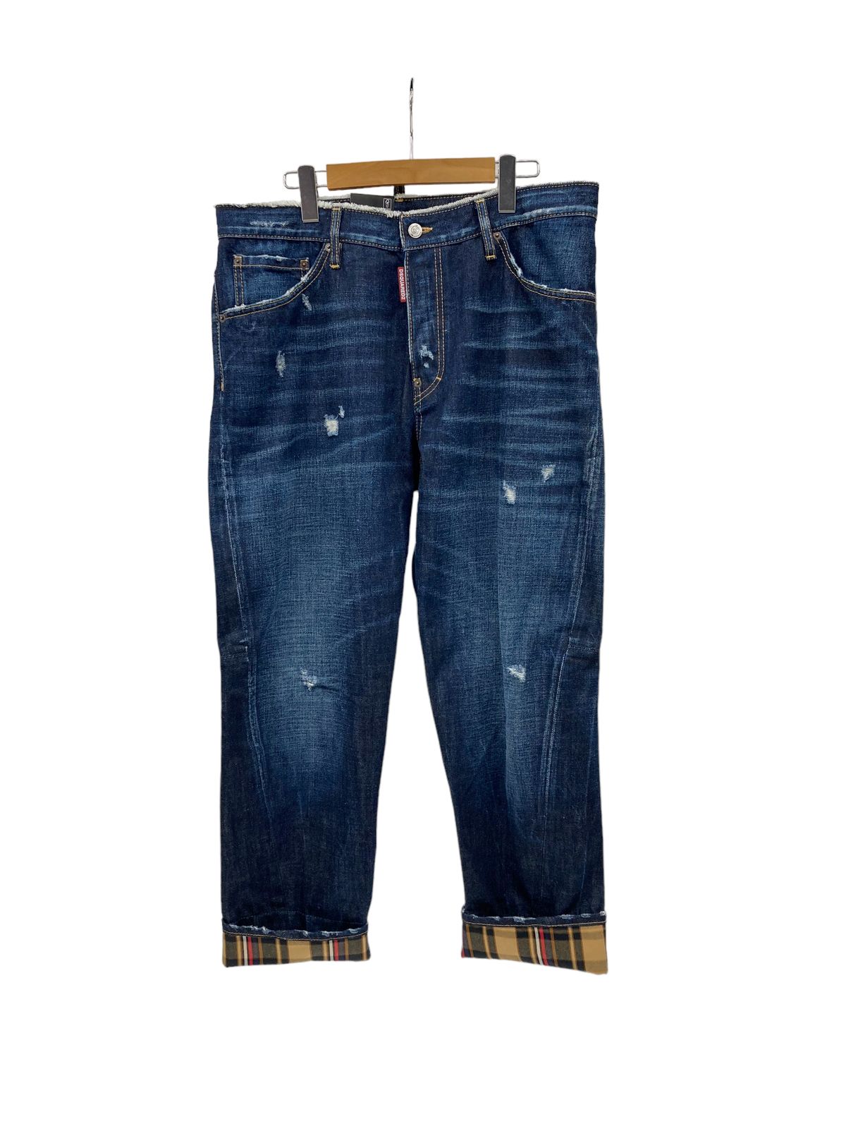 DSQUARED2 (ディースクエアード)21SS 20CM FRAYED WAIST WORK WEAR COMBAT JEANS  コンバットジーンズ S74LB1007 S30214 50 インディゴ/028