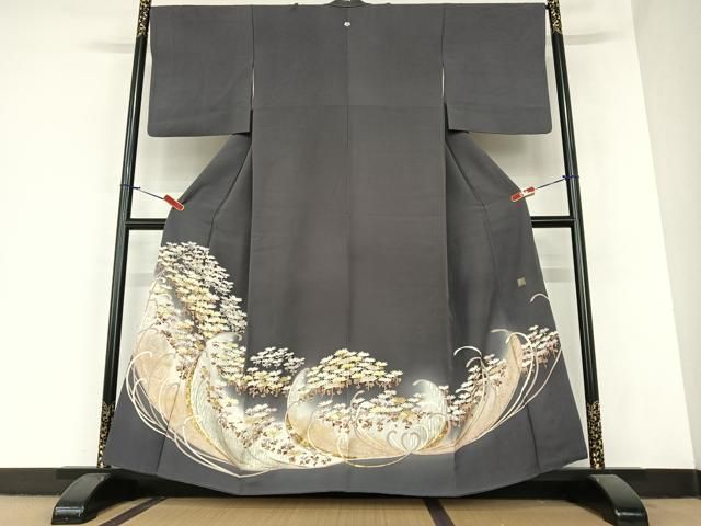 平和屋着物●世界的ファッションデザイナー 山本寛斎 kansaiブランド 色留袖 駒刺繍 菊 暈し染め 金彩 正絹 AABA0374zg