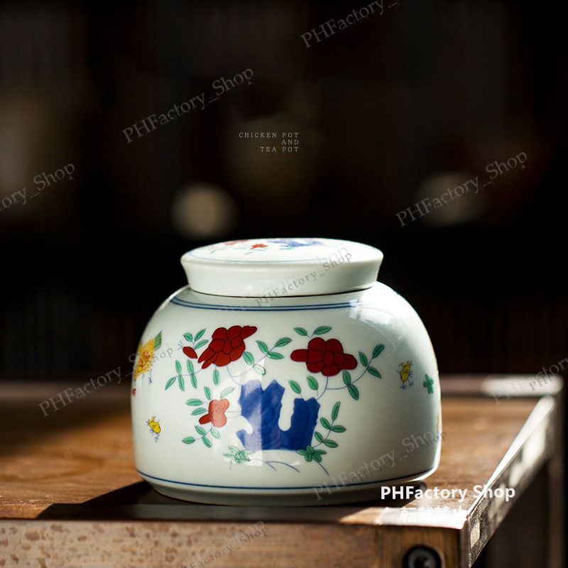 景徳鎮 鶏柄 茶缶 茶筒 容器 - メルカリ