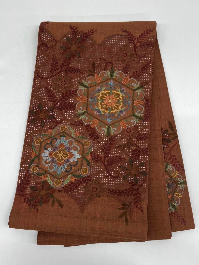 蘇州刺繍 相良刺繍 汕頭刺繍 袋帯 華紋 紬地 正絹 お太鼓柄 - メルカリ