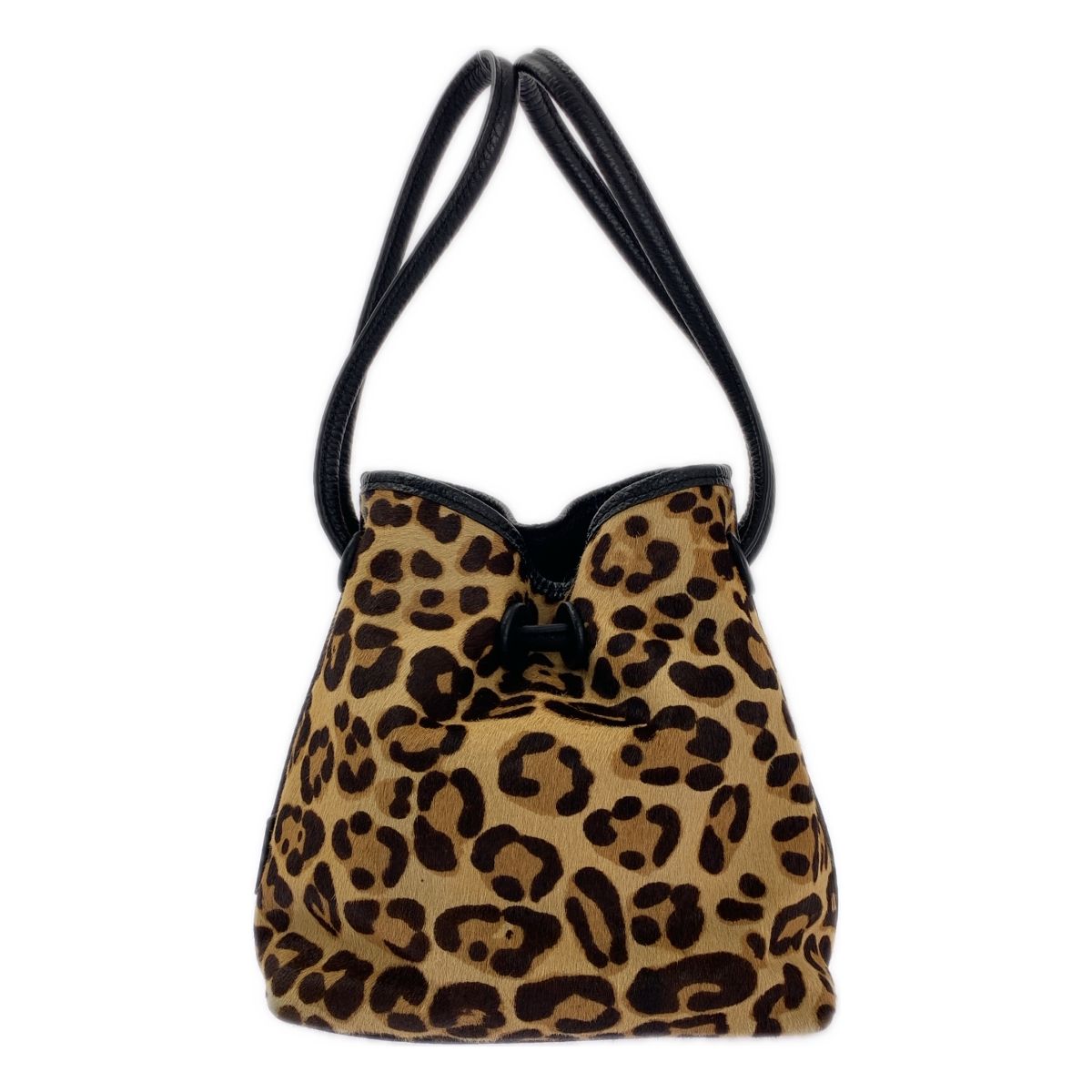 VASIC ヴァジック × BEAUTY-YOUTH ビューティーアンドユース 30th Anniversary BOND MINI ボンドミニハラコ レザー レオパード ハンドバッグ ブラウン系 レディース