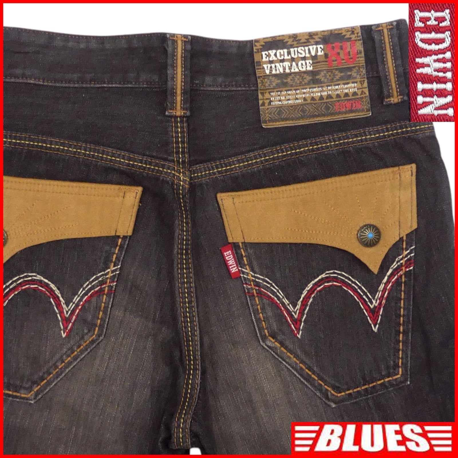 EDWIN エドウィン W32 古着  バイク メンズ デニム 441XVS 鬼ヒゲ エドウィン_ウエスト83cmから87cm一覧←SEULB屋着古← HH9708