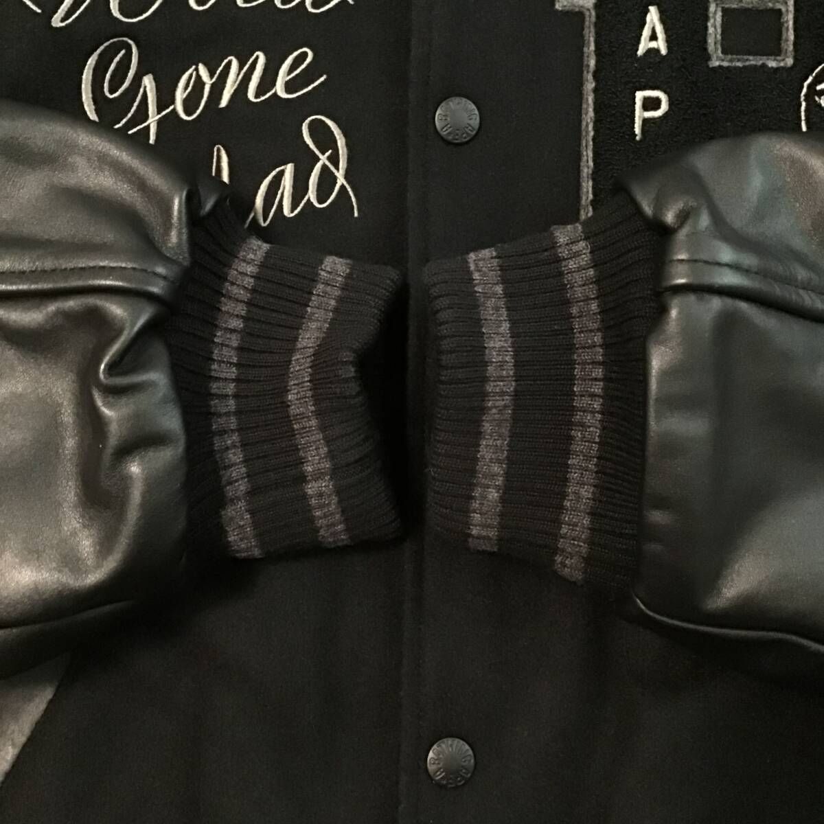 BAPE STA 袖レザー スタジャン Mサイズ black a bathing ape