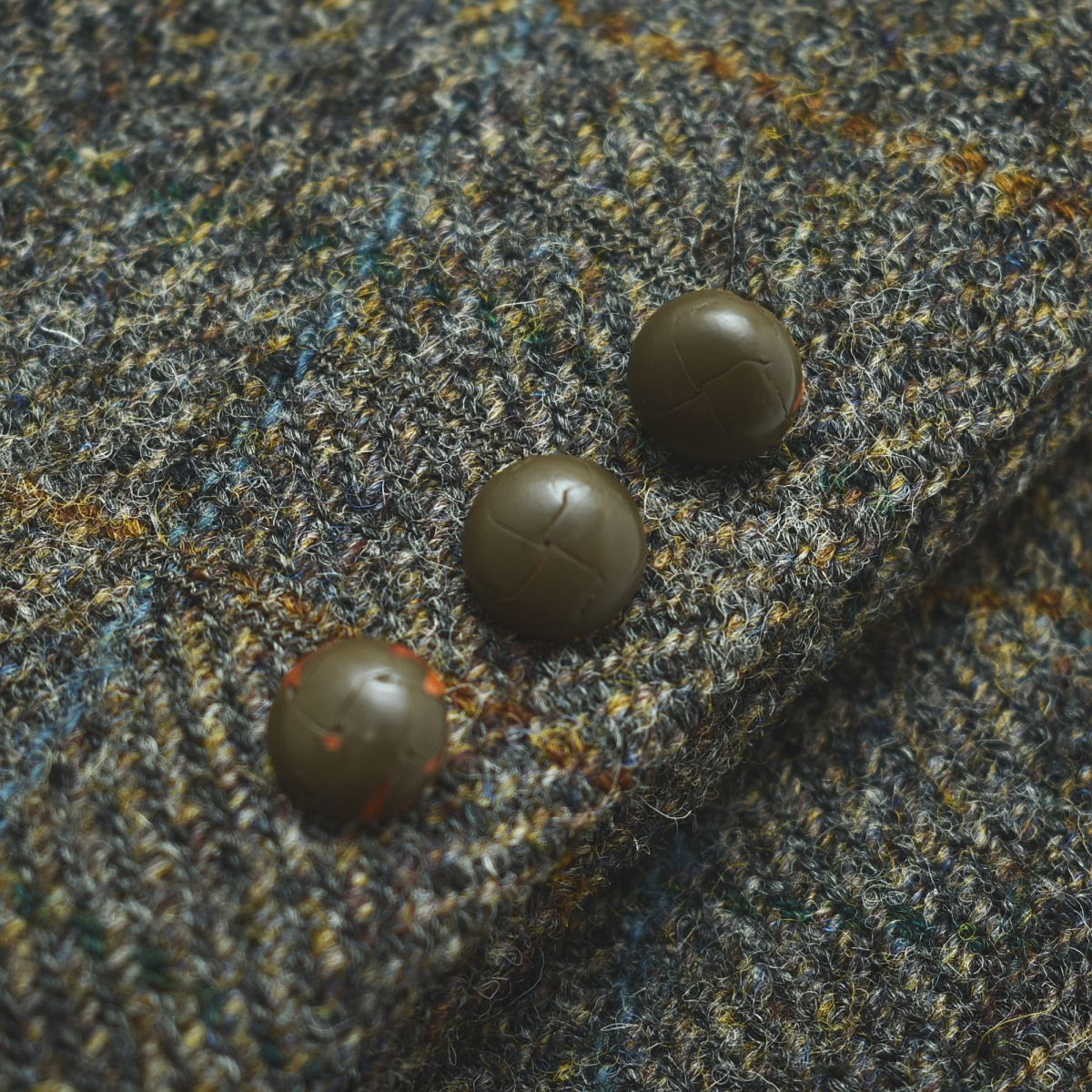 【美品】パパス ハリスツイード テーラードジャケット くるみボタン ネイビー L Harris Tweed - 90s 古着 ハリスツイード テーラードジャケット