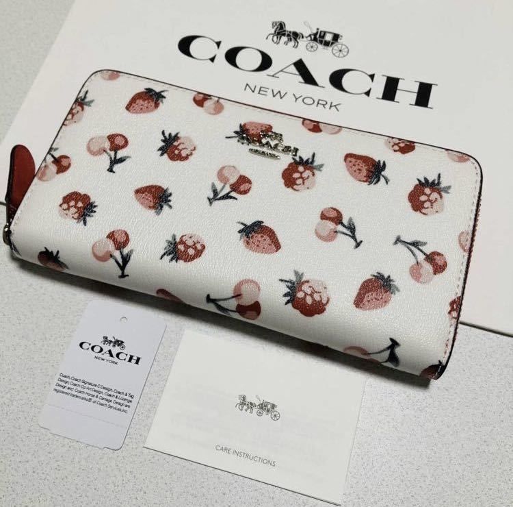 コーチCOACHイチゴさくらんぼ柄長財布F23498ファッション小物 - www