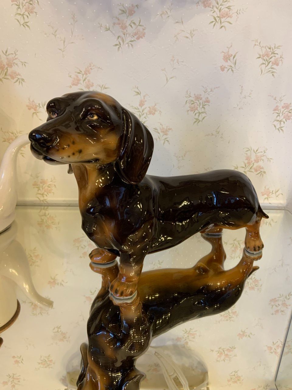 陶器 置物 犬 ダックスフンド イタリア製 アンティーク調 ブラック