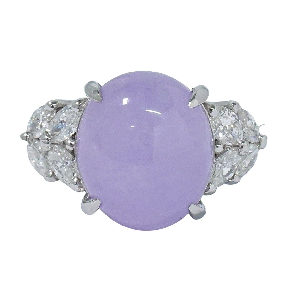 本物 ラベンダーヒスイ 8.414ct ダイヤモンド 0.71ct Pt900 リング  