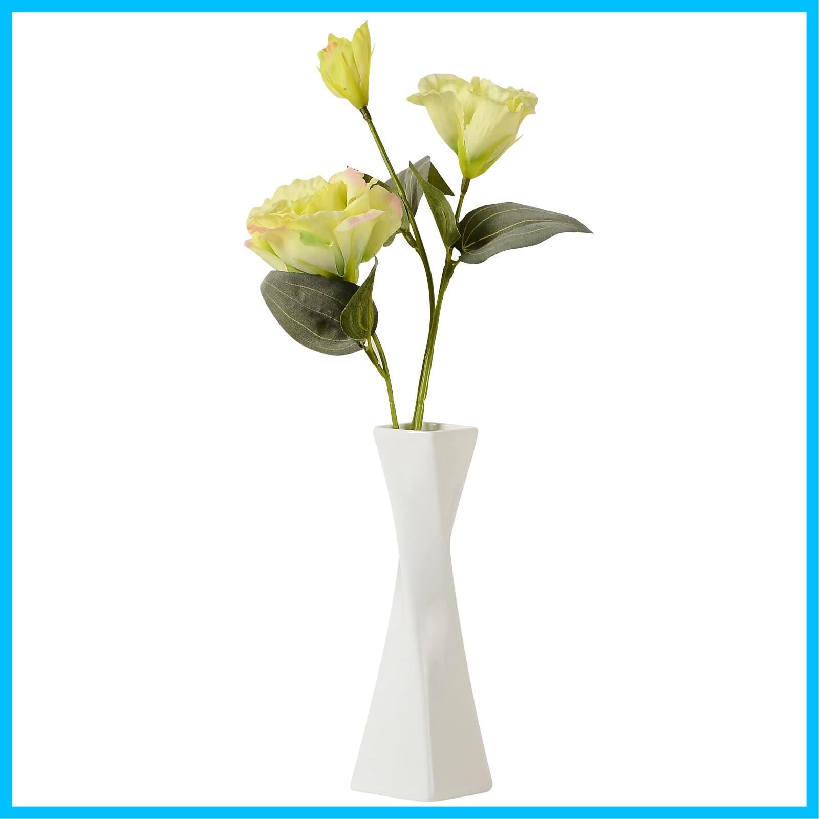 未使用・新品 手作り陶器 花瓶 白茶ストライプ 4544819000791.jpg