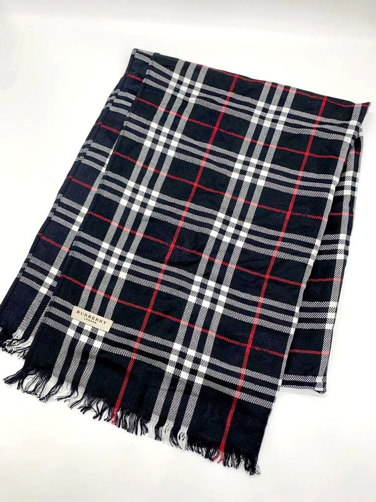 BURBERRY LONDON バーバリー ロンドン チェック 大判 ストール 黒 ◎レディース