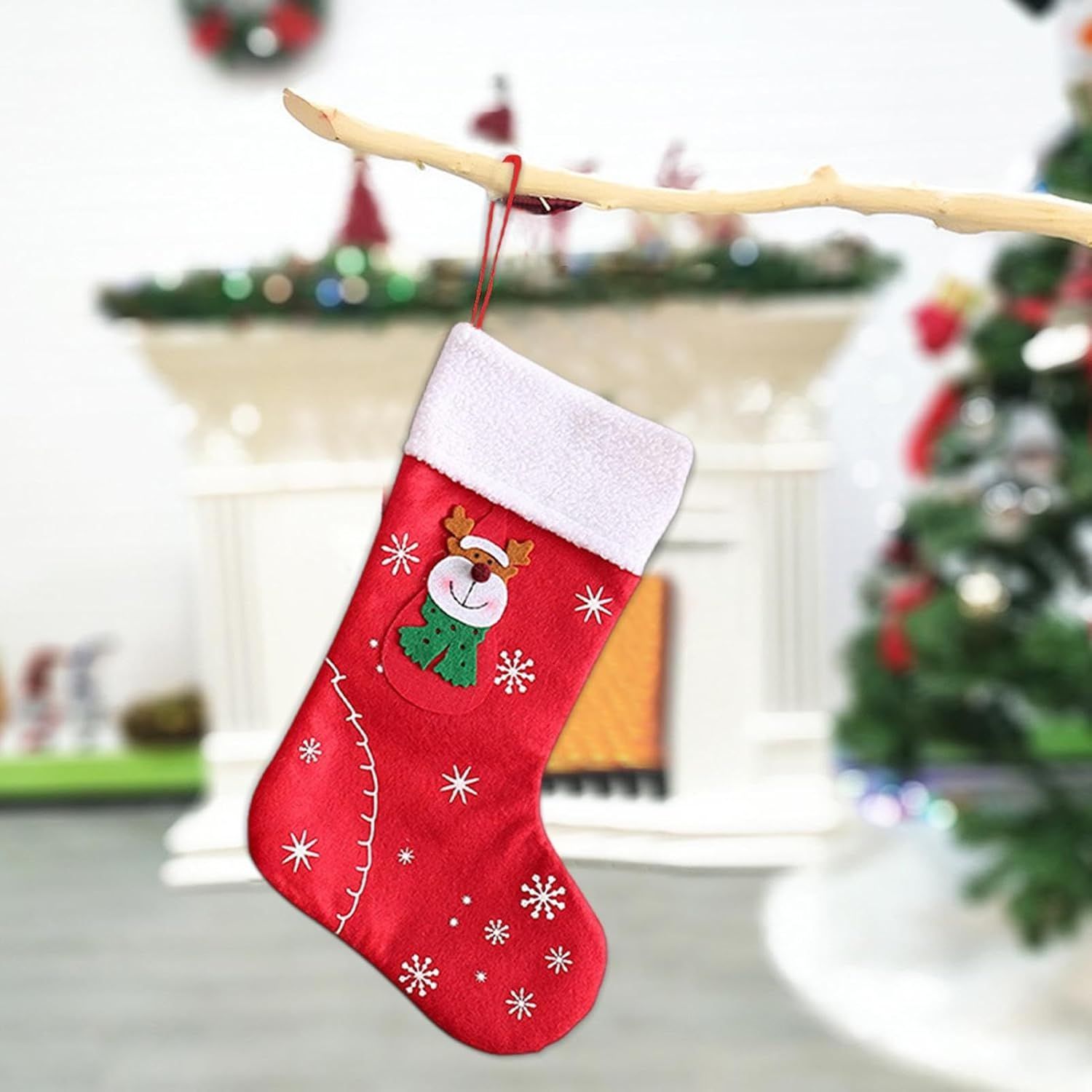 大きい トナカイ サンタクロース 柄 クリスマスソックス 靴下