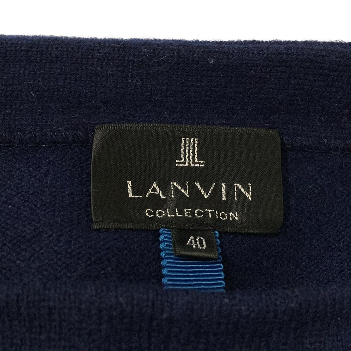 【美品】LANVIN 水色 花モチーフ ニット 40サイズ LANVIN COLLECTION(ランバンコレクション) 長袖セーター サイズ