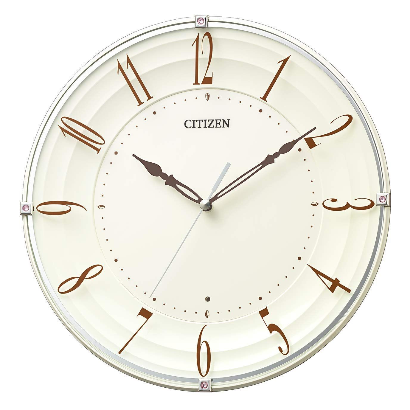 リズム RHYTHM シチズン 掛け時計 電波時計 連続秒針 インテリア ベージュ Φ28x4.8cm CITIZEN 8MY556-006