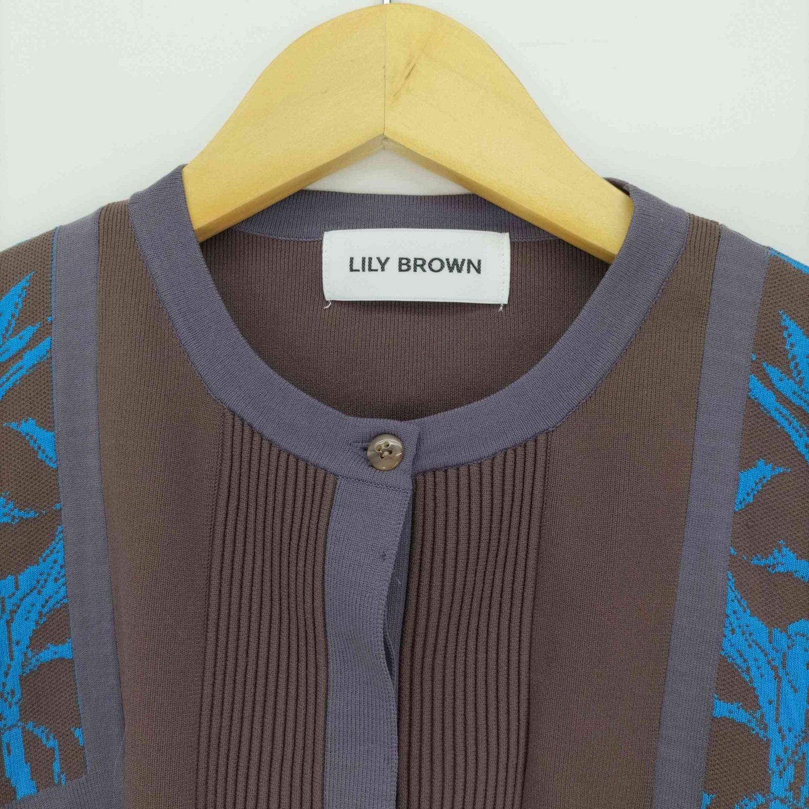 リリーブラウン Lily Brown フラワージャガードカーディガン