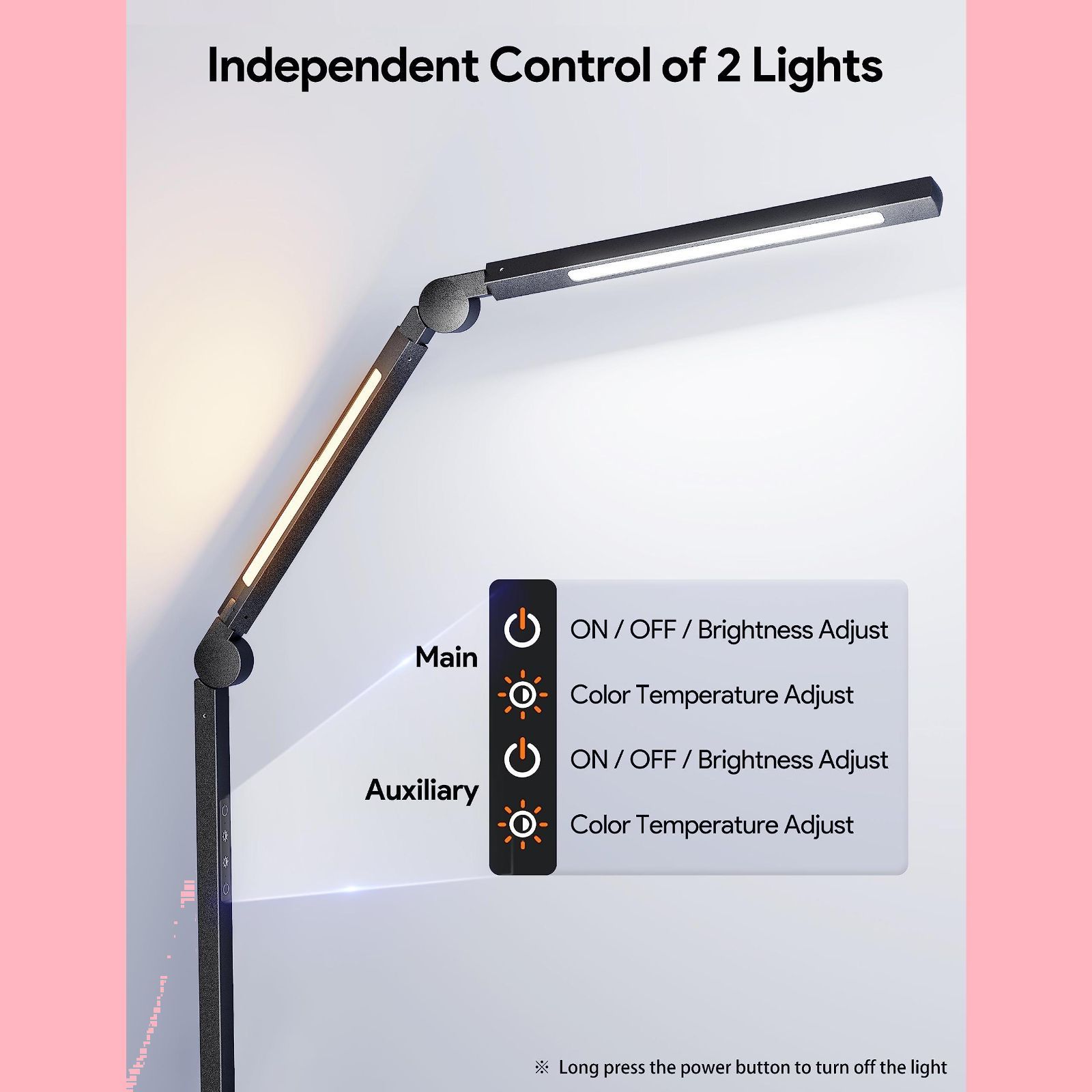 デスクライト LED 【ダブル光源・独立制御】 4段階調光調色 MediAcous