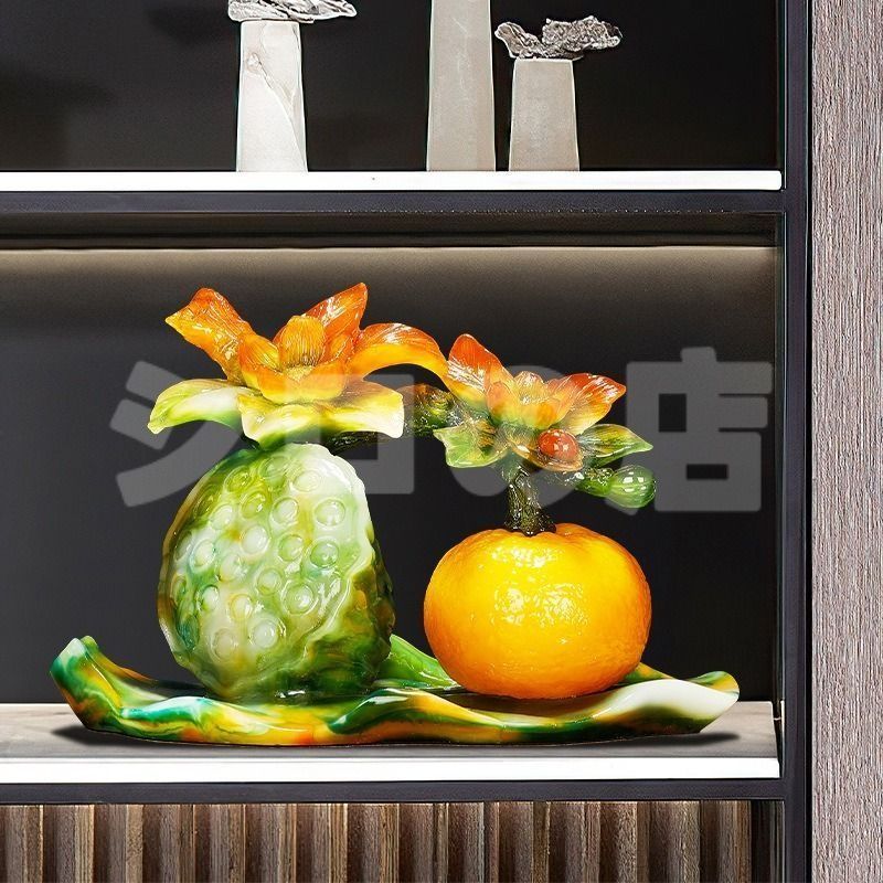 蓮の実 オレンジ 果実 置物 オブジェ 花 金運 開運 運気アップ インテリア 玄関 オフィス 寝室 風水 開運 健康運 出世運 家庭運 家内安全 風水グッズ NEXPOTALLINN_EU