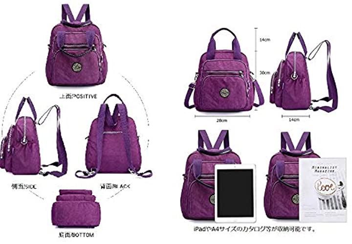 Brightrust 母の日 3way バッグ ショルダー ハンド リュック 撥水 ナイロン 軽量 バック レディース( パープル)