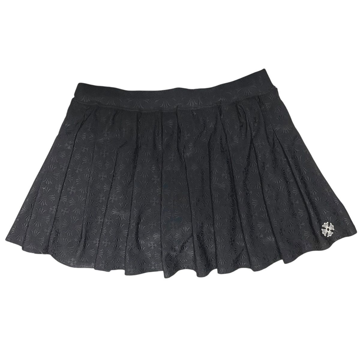 CHROME HEARTS クロムハーツ CHプラス総柄 キュロットスカート Sサイズ ブラック 黒 プリーツ ナイロン ポリウレタン 25031363 RS