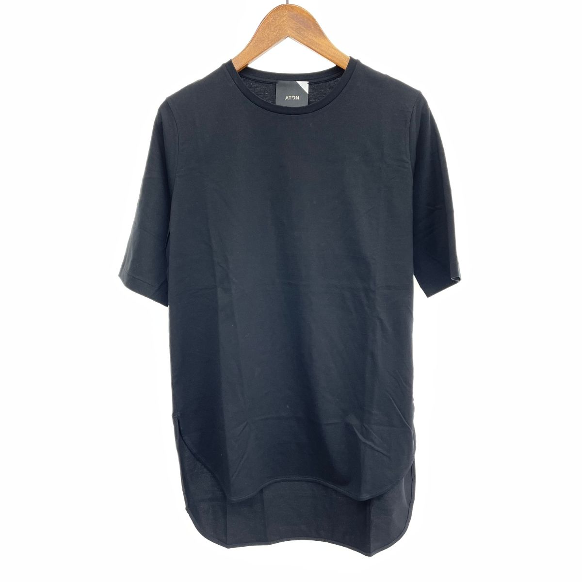 タグ付き　ATON　SUVIN 　ラウンドヘム Tシャツ　ネイビー ATON tシャツ ATON(エイトン) 別注 SUVIN60/2 SEMI ROUND-HEM T