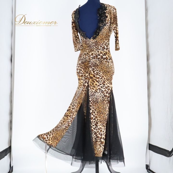 社交ダンス 衣装 ワンピース ドレス フリル レース 黒 ブラック