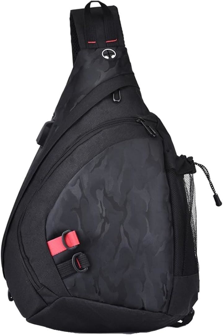 FUPUTWO ボディバッグ メンズ ショルダーバッグ 斜めがけ 大容量 防水 カモフラ 迷彩( ブラック)