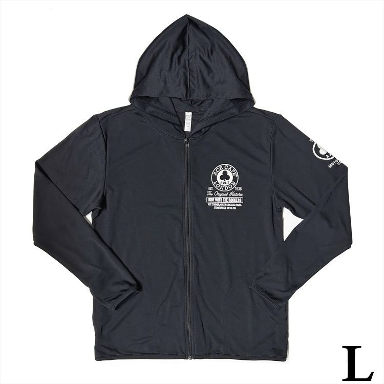 エースカフェロンドン ACE CAFE DRY-フーディ ”ヒストリック サークル” AC001DP ブラック Lサイズ