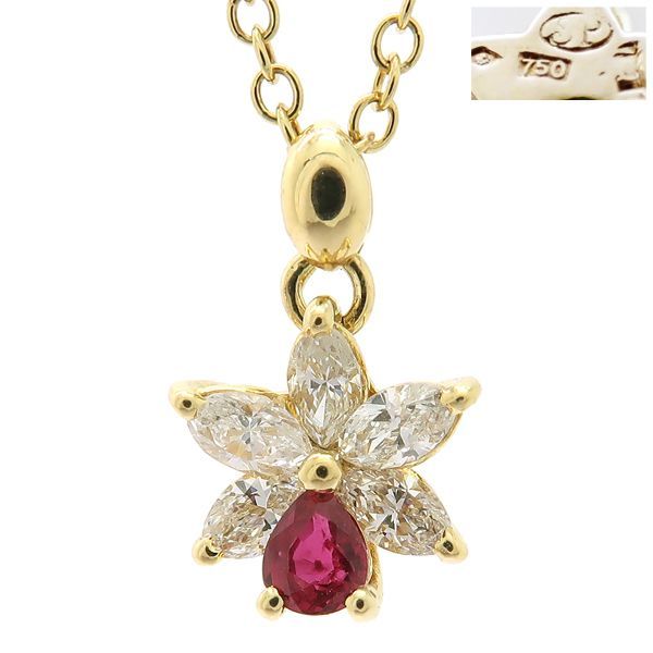 K18 750 ルビー ダイヤ入 ネックレス