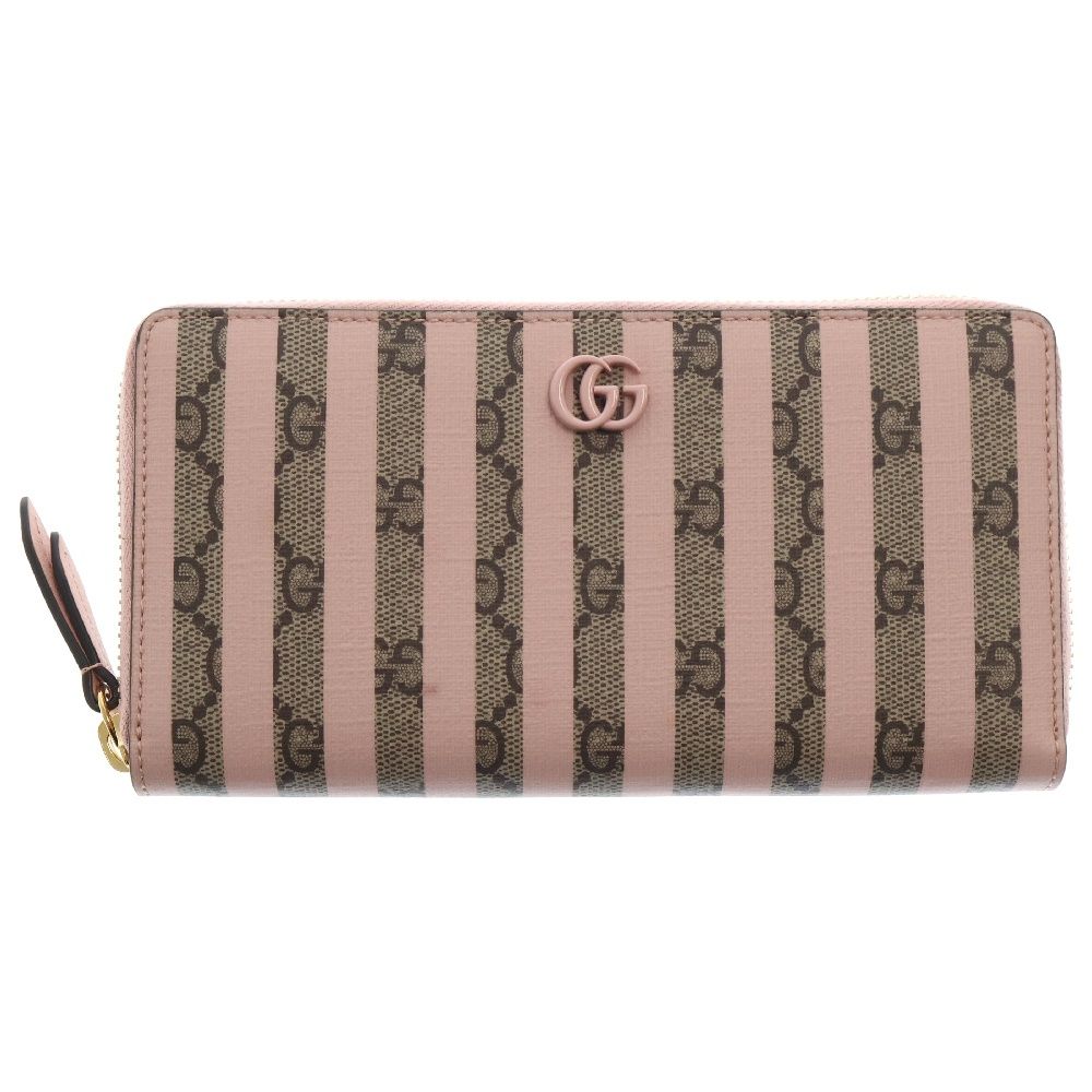 GUCCI グッチ GGスプリーム ジップアラウンドウォレット ピンク PVC