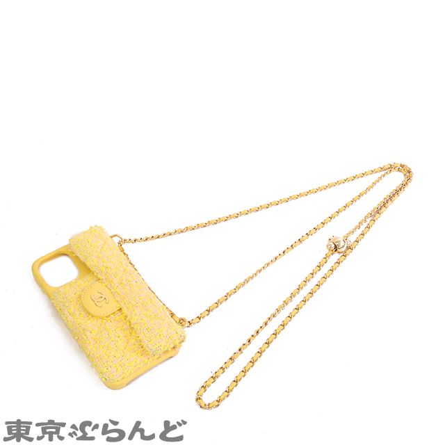 CHANEL イエロー ツイード iPhone12ケース シャネル CHANEL カード