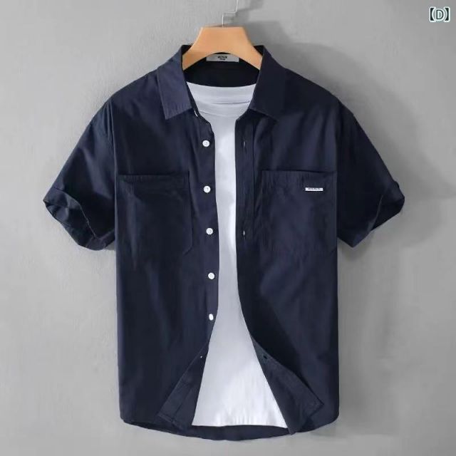 種類16：S ウェイト 80-90 /C：CS2028 グレー .仲介 メンズ ファッション 服 男性用 オシャレ シンプル 大人 かっこいい 大きいサイズ ストリート 紳士服 夏 ダブル ポケット 半袖 シャツ 和 カジュアル シンプル 無地 ゆったり 快 