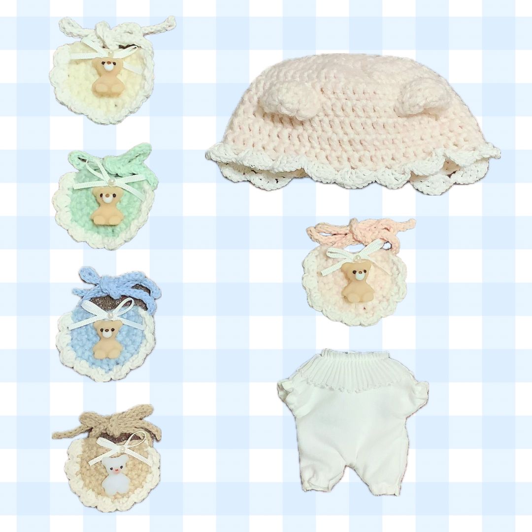 ぬい服｜15cm〜16cm｜べびくま（ボンネット帽子＋スタイ）赤ちゃん