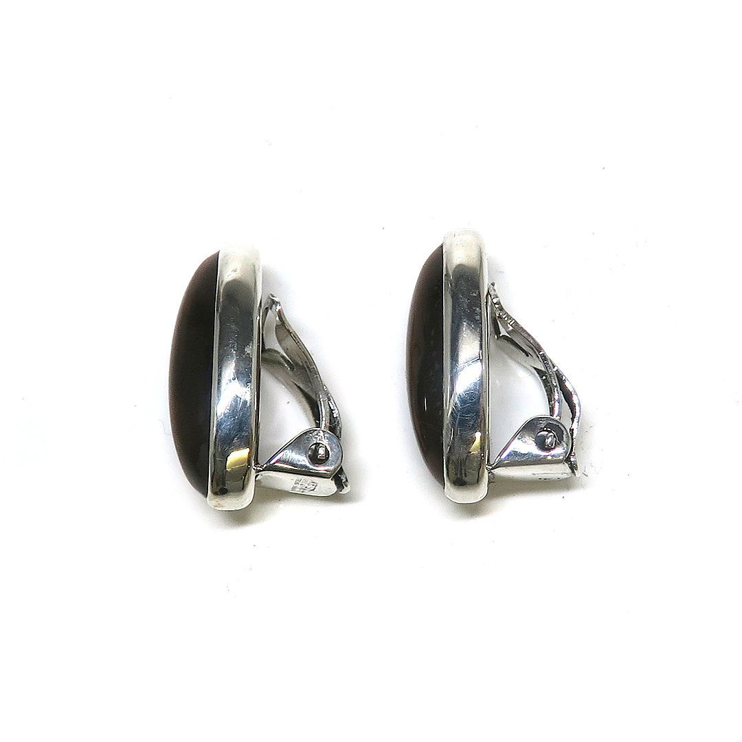 N.E.FROM ヴィンテージ シルバー キャッツアイ イヤリング 6.2g -buys