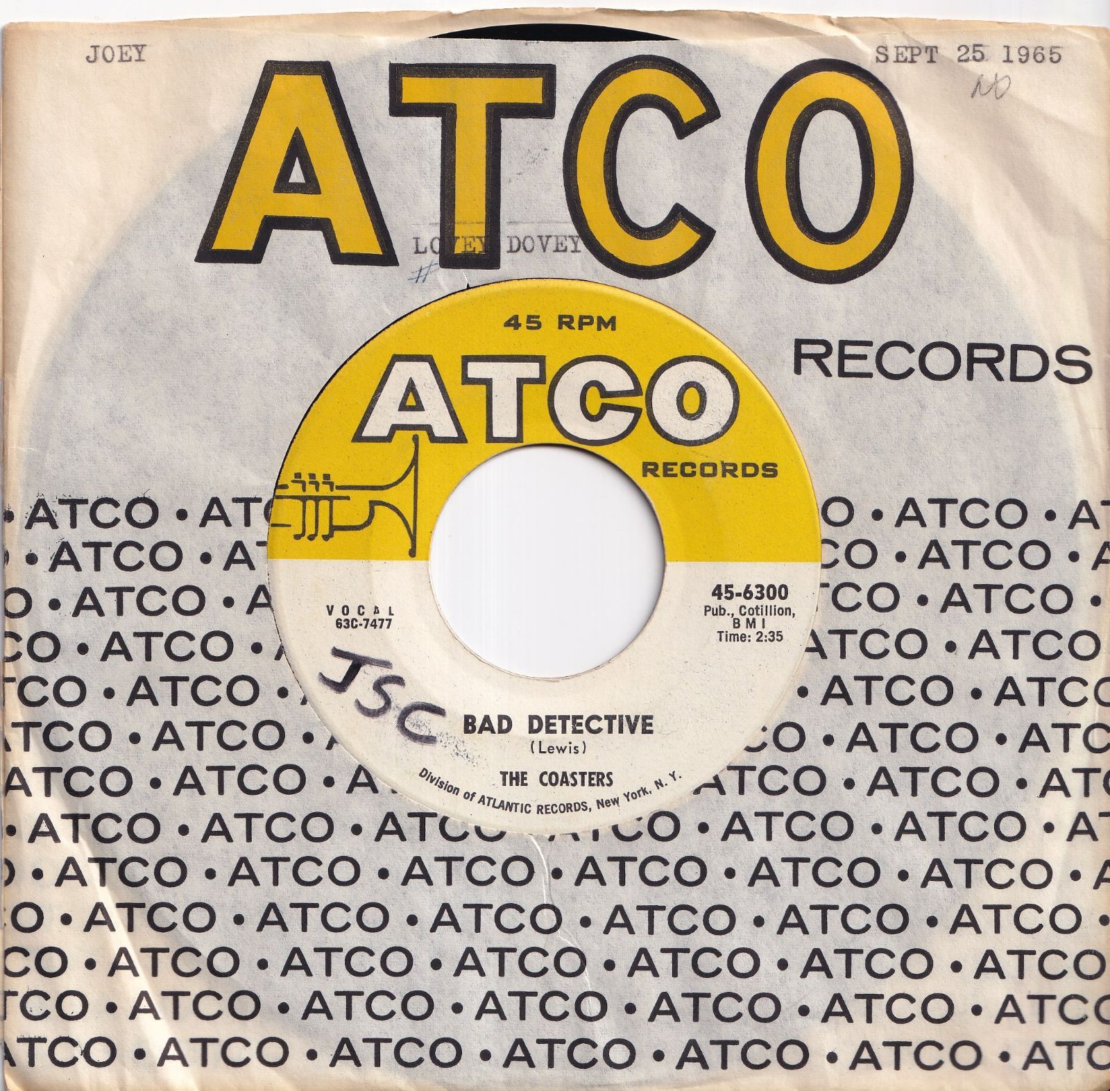 Coasters Bad Detective / Lovey Dovey ATCO US 45-6300 212397