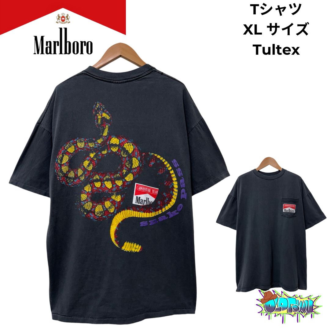 USA製TULTEX マルボロ snake pass L スネークパス 黒 VINTAGE ヴィンテージ 90s MARLBORO SNAKE PASS マルボロ