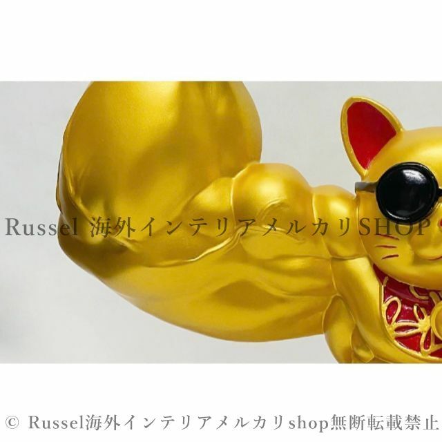 BIG32cm ムキムキゴールド マッスル招き猫 爆富 可愛い置物 筋肉