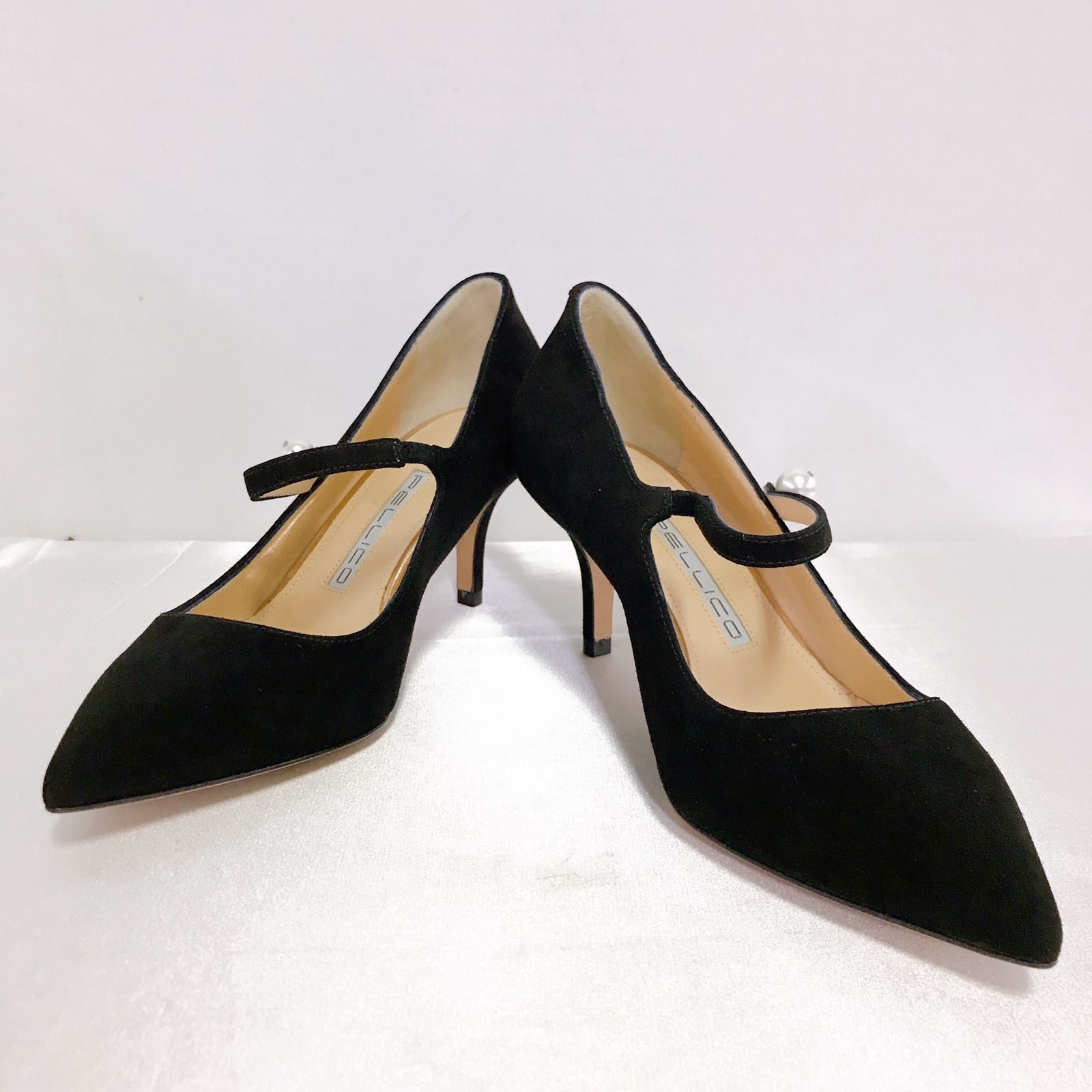 美品】PELLICO ペリーコ パールストラップパンプス スウェード 